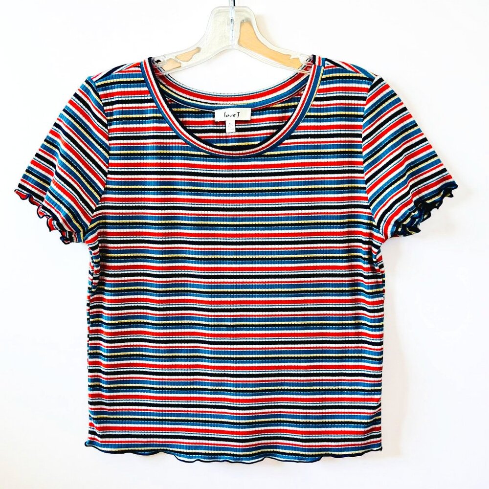 love J | Rainbow | Ribbed | Scoop Neck | Crop Top